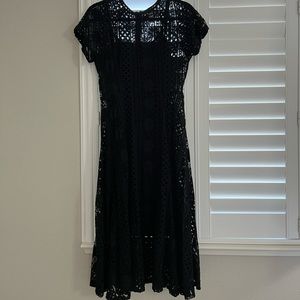 Black Lace Midi Dress, Size L